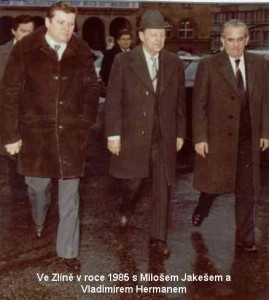 jakes Ve Zlíně v roce 1985 s Milošem Jakešem a Vladimírem Hermanem